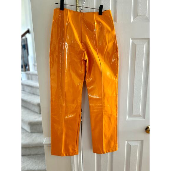 The Ragged Priest Orange Faux Patent Leather Straight Leg Pants - Picture 3 of 11